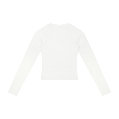 Women's Slim Raglan Long Sleeve T-Shirt in white, alternate angle