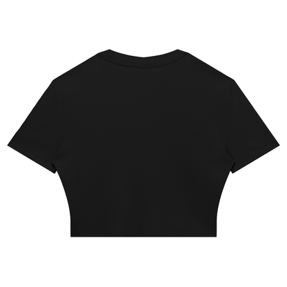 Women's Slim Ribbed Crop T-Shirt in black, alternate angle