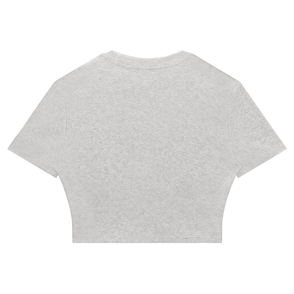 Women's Slim Ribbed Crop T-Shirt in flower gray, alternate angle