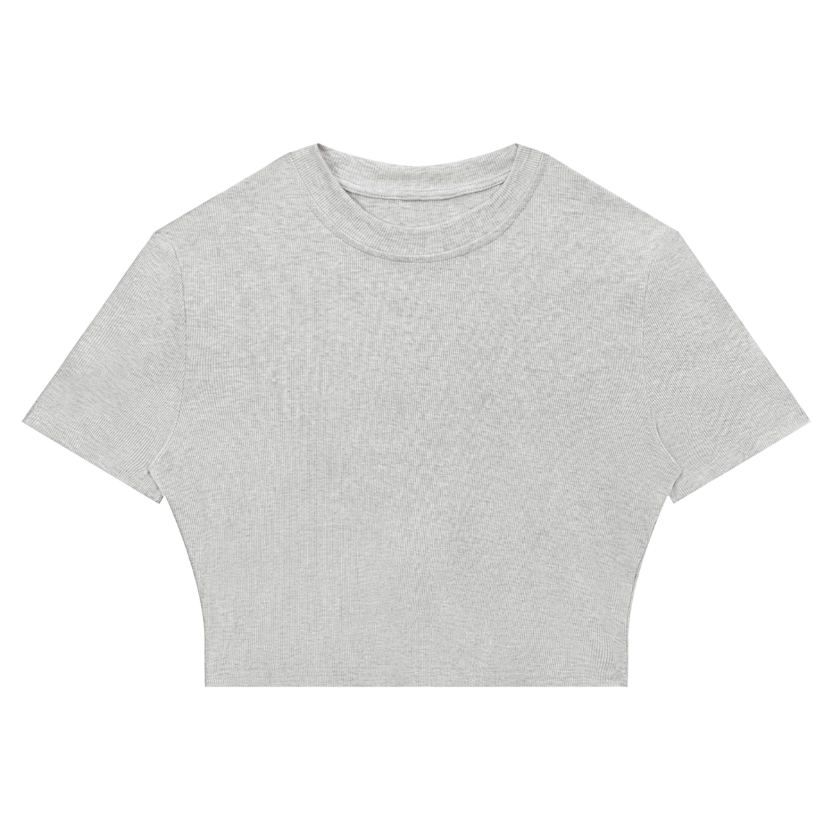 Women's Slim Ribbed Crop T-Shirt in flower gray