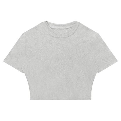 Women's Slim Ribbed Crop T-Shirt in flower gray