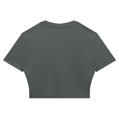 Women's Slim Ribbed Crop T-Shirt in gray, alternate angle