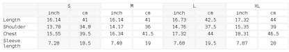 Size chart for the Women's Slim Ribbed Crop T-Shirt