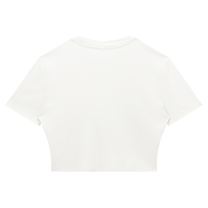 Women's Slim Ribbed Crop T-Shirt in white, alternate angle