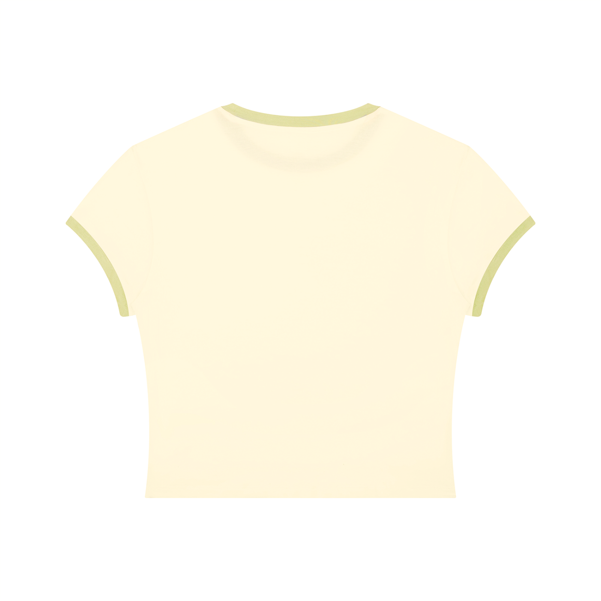 Women's Slim Ringer T-Shirt in apricot with green, alternate angle