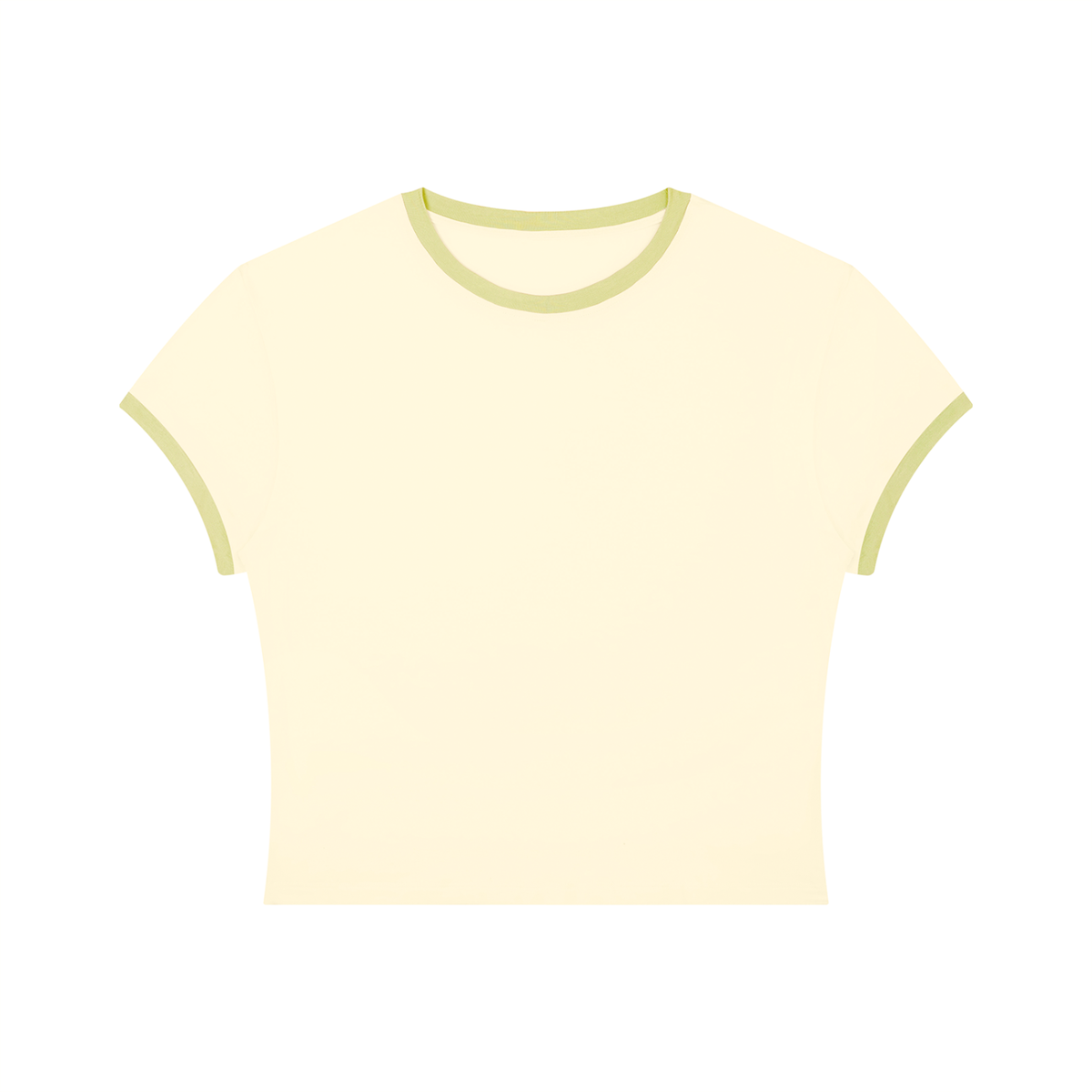 Women's Slim Ringer T-Shirt in apricot with green