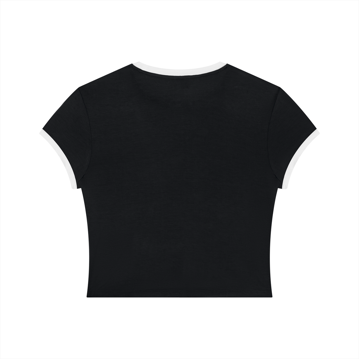 Women's Slim Ringer T-Shirt in black with white, alternate angle