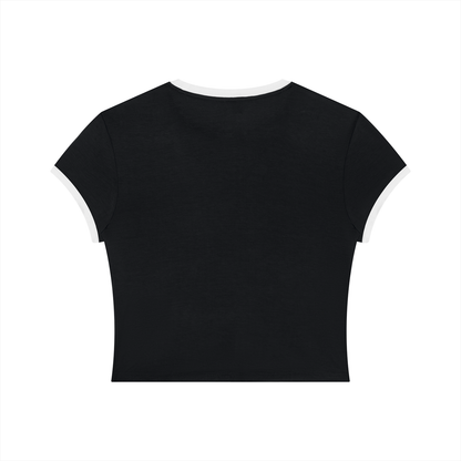 Women's Slim Ringer T-Shirt in black with white, alternate angle
