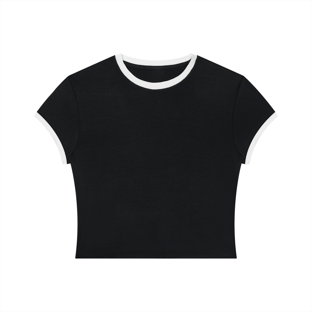 Women's Slim Ringer T-Shirt in black with white