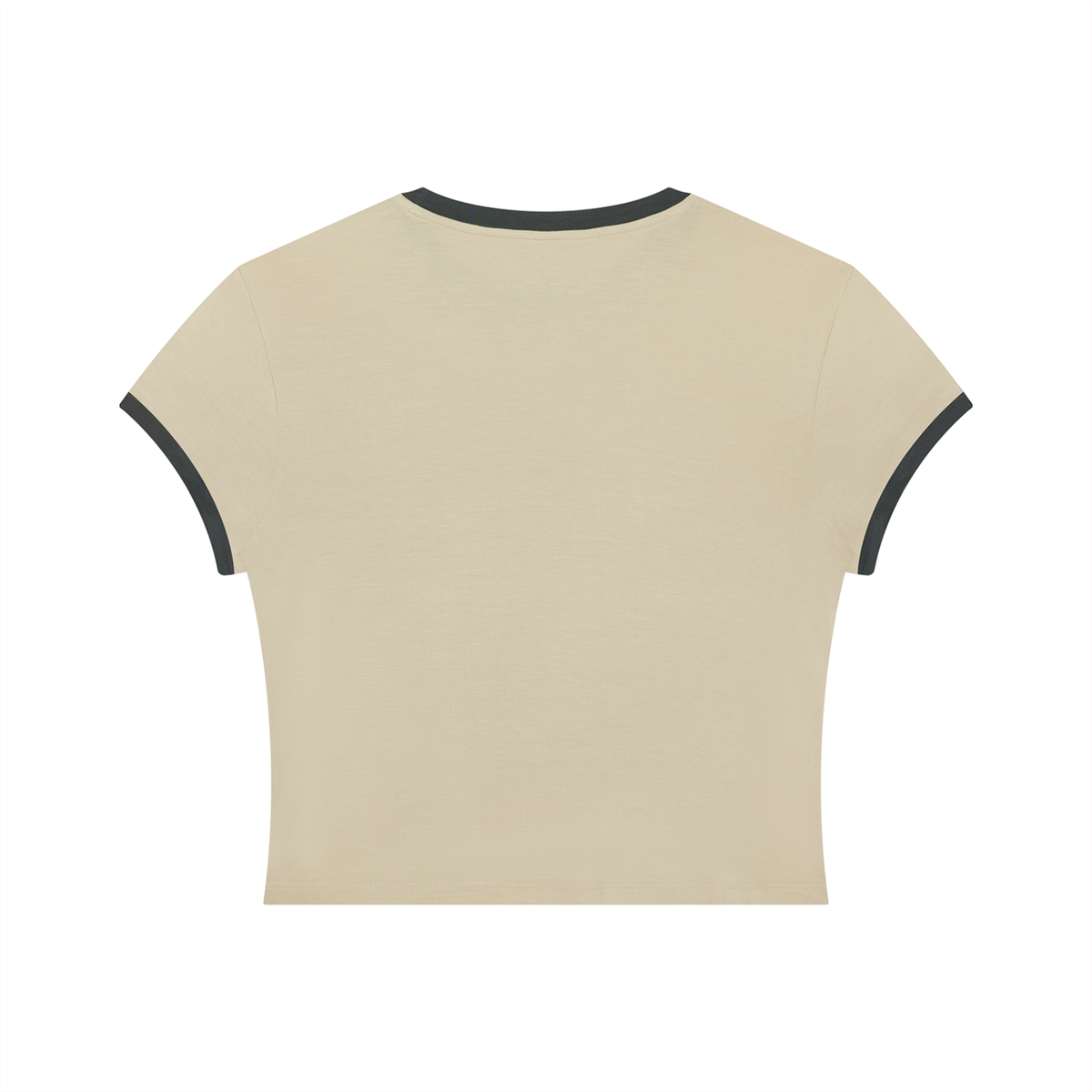 Women's Slim Ringer T-Shirt in khaki with dark gray, alternate angle