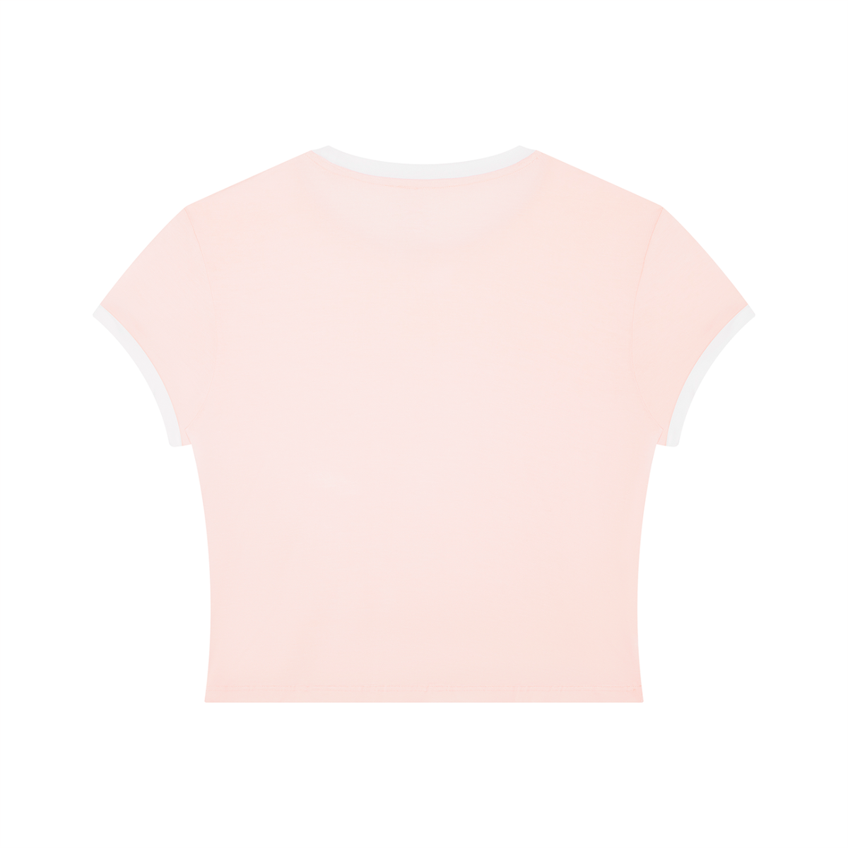 Women's Slim Ringer T-Shirt in pink with white, alternate angle