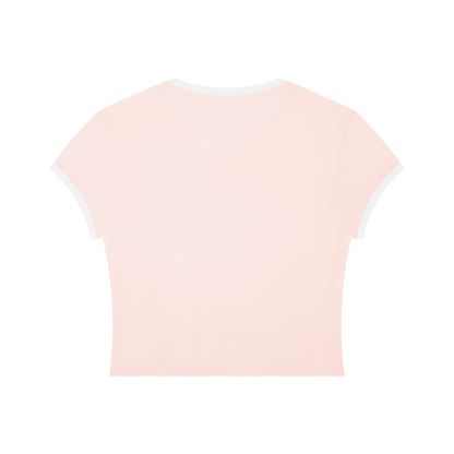 Women's Slim Ringer T-Shirt in pink with white, alternate angle