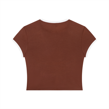 Women's Slim Ringer T-Shirt in red with white, alternate angle