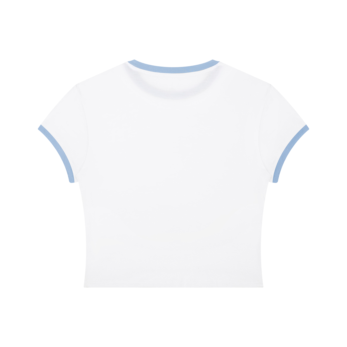 Women's Slim Ringer T-Shirt in white with blue, alternate angle