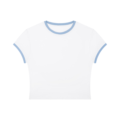 Women's Slim Ringer T-Shirt in white with blue