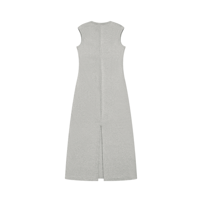 Women's Slim Sleeveless Dress in flower gray, alternate angle