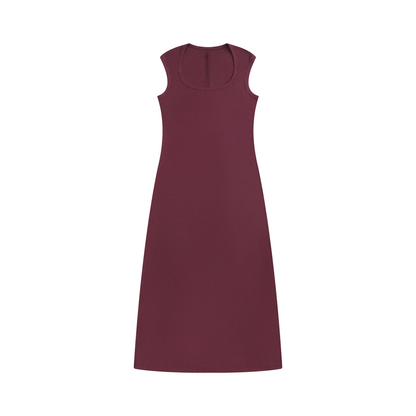 Women's Slim Sleeveless Dress in wine red