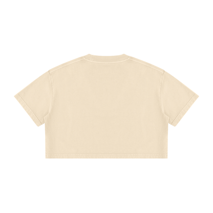 Women's Snow Washed Cotton Crop T-Shirt in apricot, alternate angle