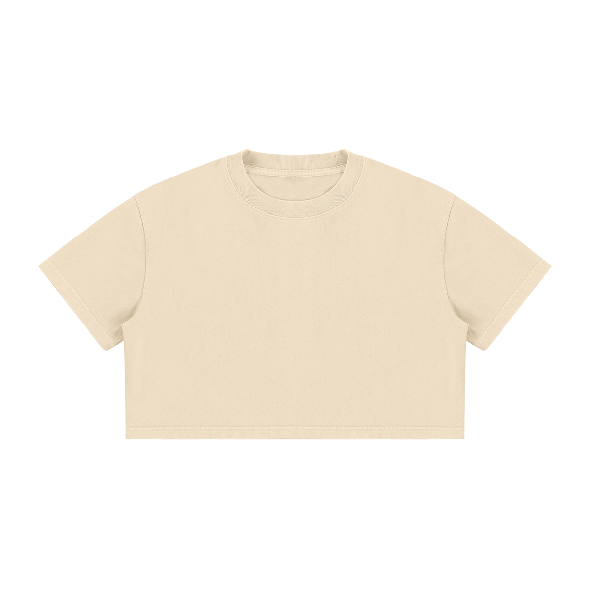Women's Snow Washed Cotton Crop T-Shirt in apricot