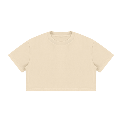 Women's Snow Washed Cotton Crop T-Shirt in apricot