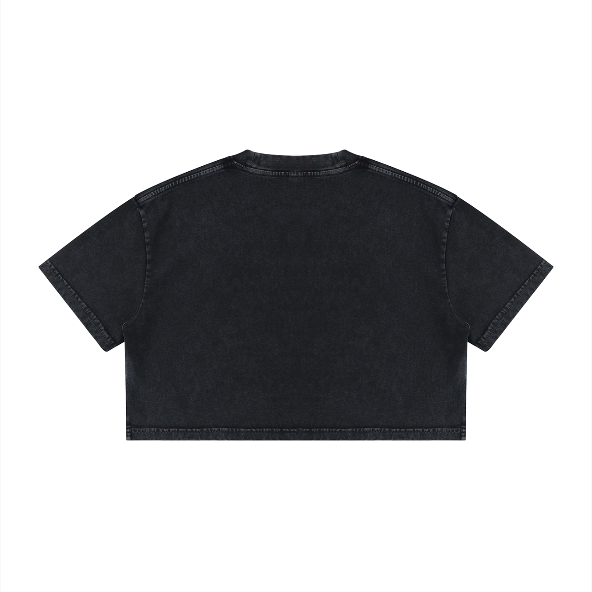 Women's Snow Washed Cotton Crop T-Shirt in black, alternate angle
