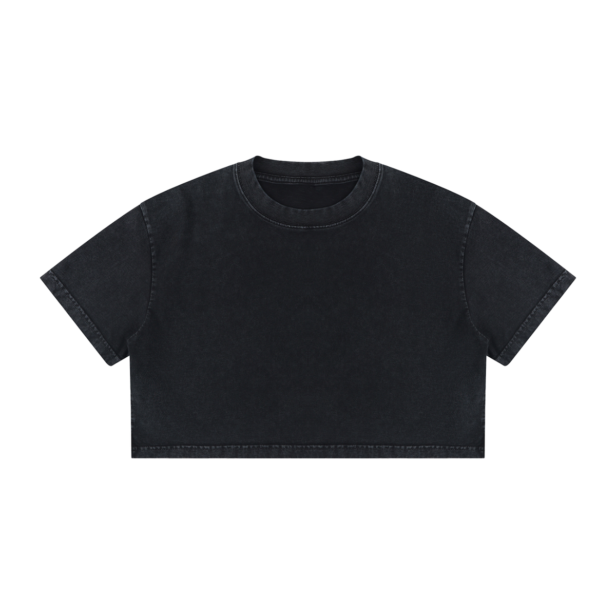 Women's Snow Washed Cotton Crop T-Shirt in black
