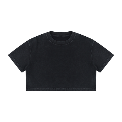 Women's Snow Washed Cotton Crop T-Shirt in black