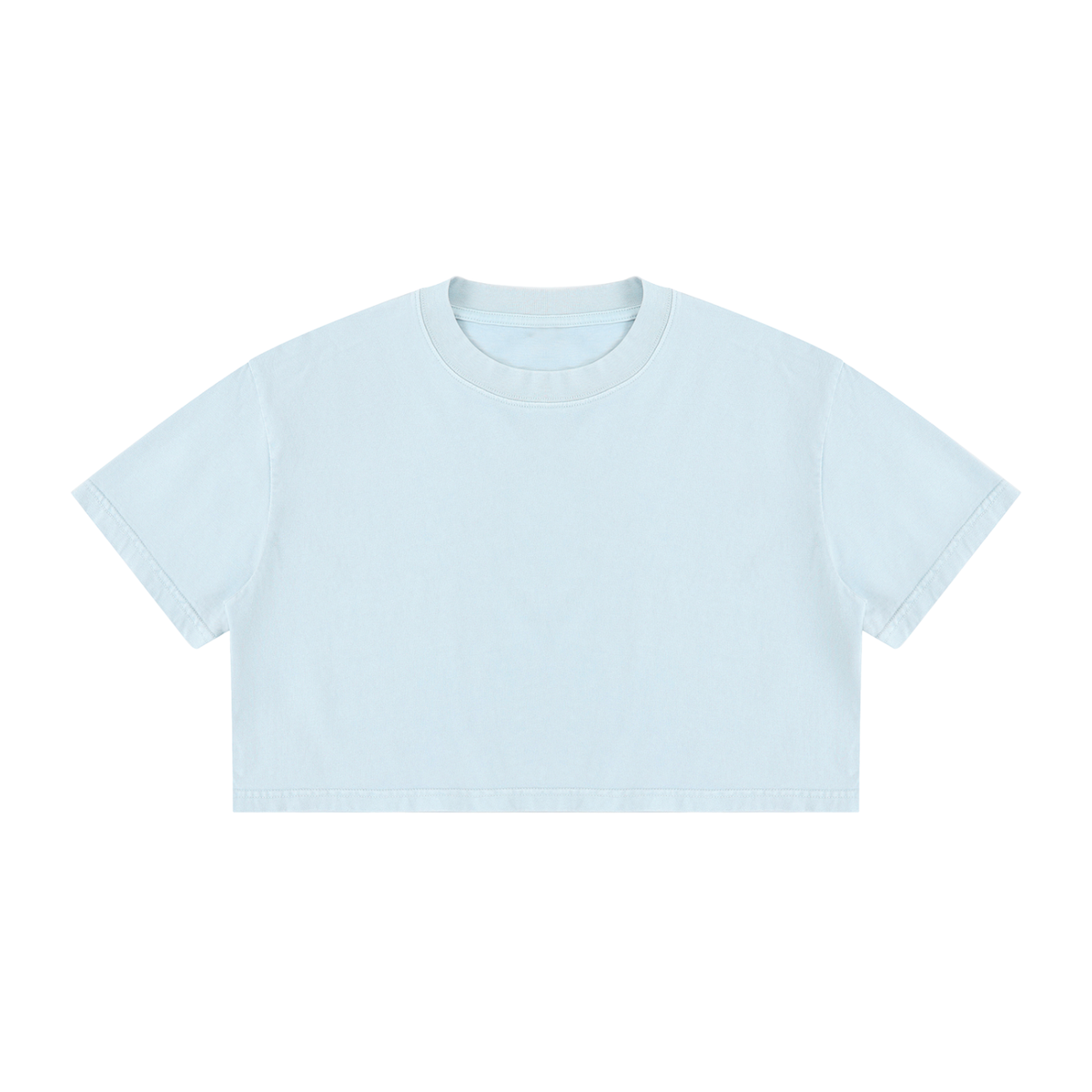 Women's Snow Washed Cotton Crop T-Shirt in light blue