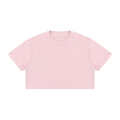 Women's Snow Washed Cotton Crop T-Shirt in pink