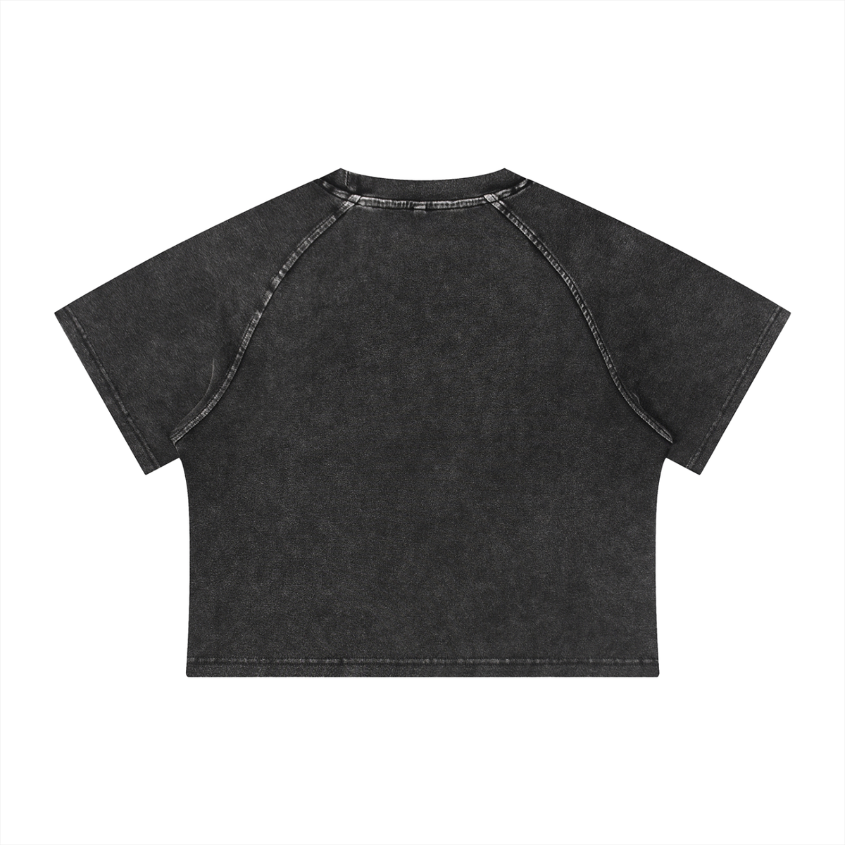 Women's Snow Washed Raglan Crop T-Shirt in black, alternate angle