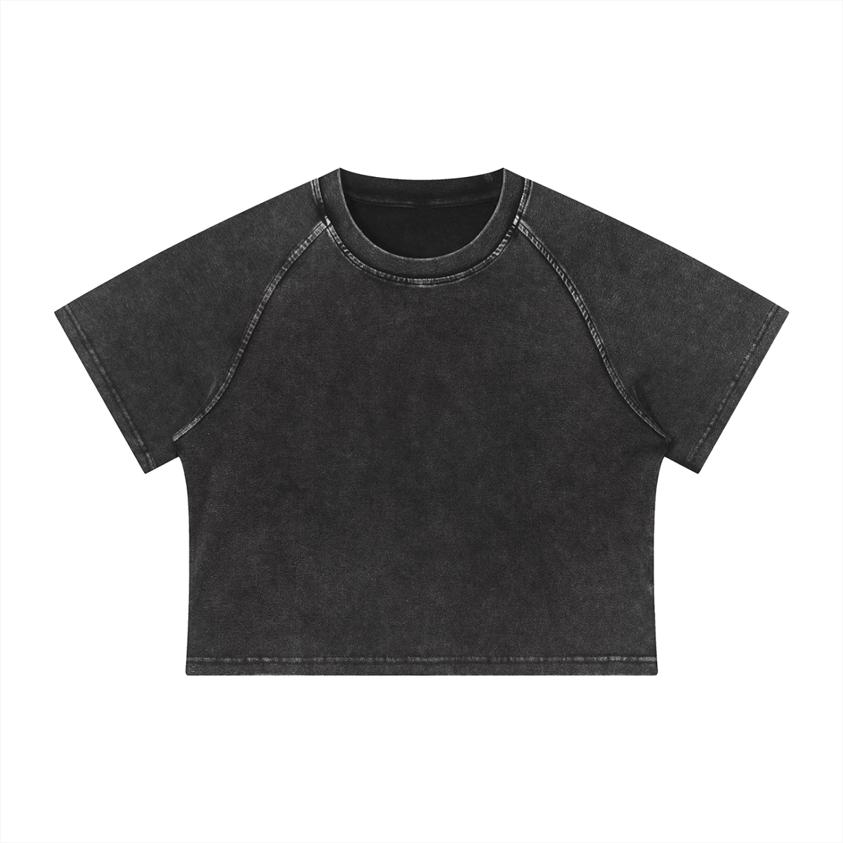 Women's Snow Washed Raglan Crop T-Shirt in black
