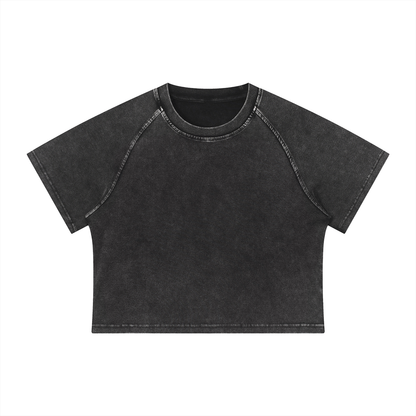 Women's Snow Washed Raglan Crop T-Shirt in black