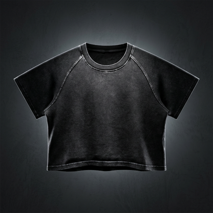 Women's Snow Washed Raglan Crop T-Shirt