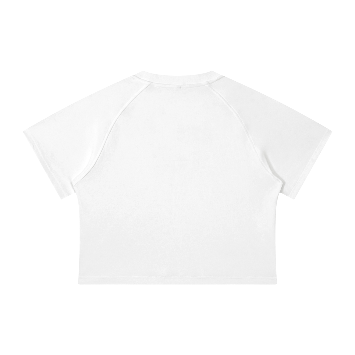 Women's Snow Washed Raglan Crop T-Shirt in white, alternate angle