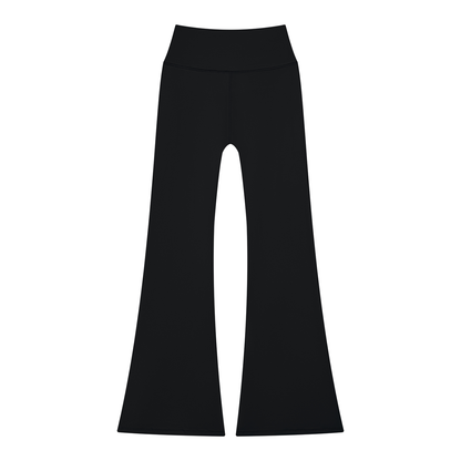 Women's Solid Color Flared Yoga Leggings in black, alternate angle