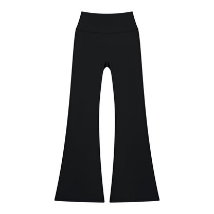 Women's Solid Color Flared Yoga Leggings in black