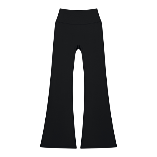 Women's Solid Color Flared Yoga Leggings in black