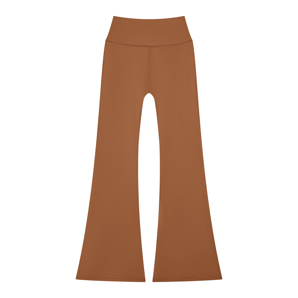 Women's Solid Color Flared Yoga Leggings in caramel, alternate angle