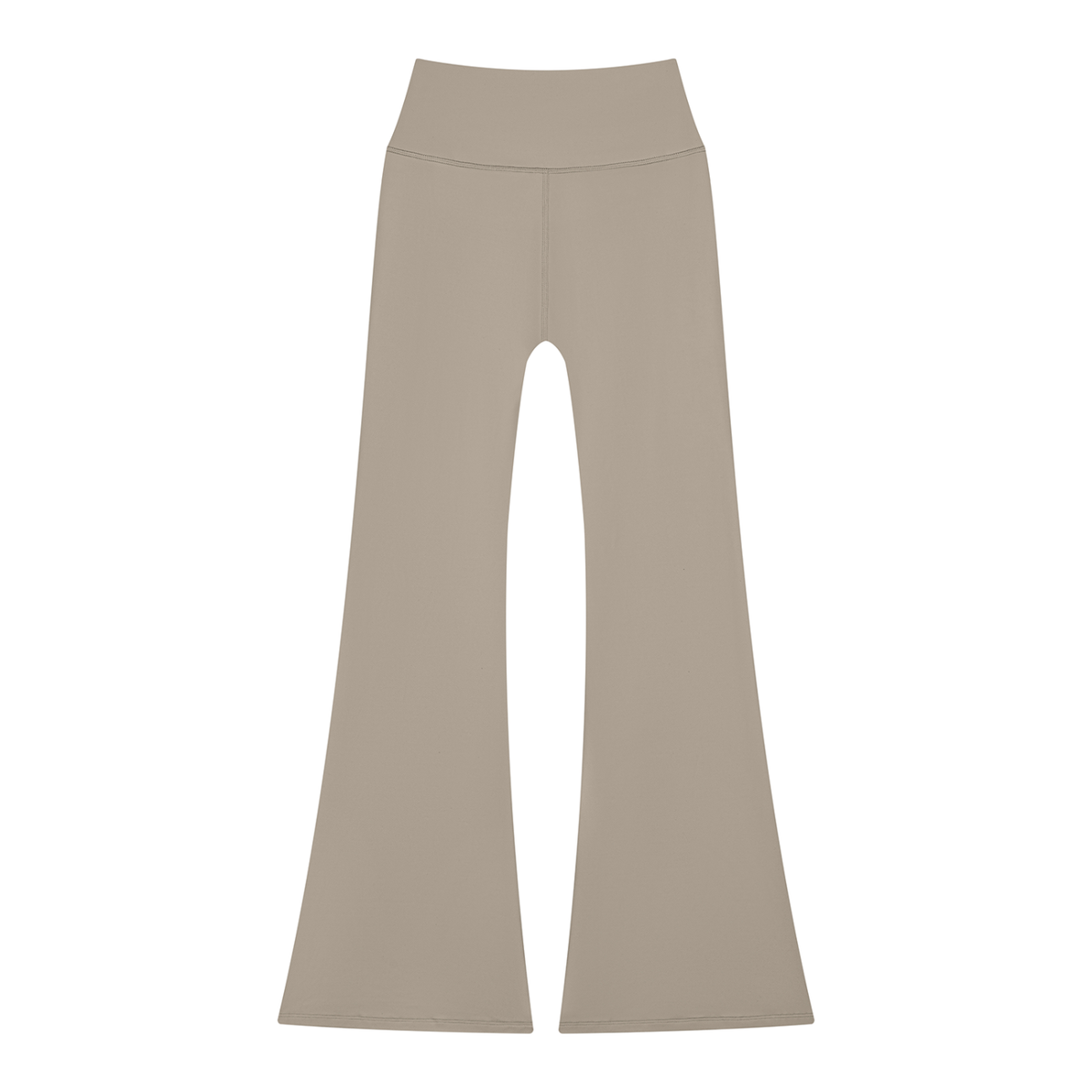 Women's Solid Color Flared Yoga Leggings in khaki, alternate angle