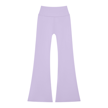 Women's Solid Color Flared Yoga Leggings in light purple, alternate angle