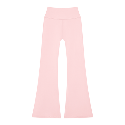 Women's Solid Color Flared Yoga Leggings in pink, alternate angle