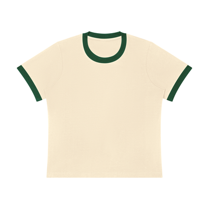 Women's Sorona Ringer T-Shirt in apricot with blackish green