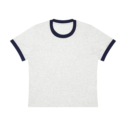 Women's Sorona Ringer T-Shirt in flower gray with navy blue