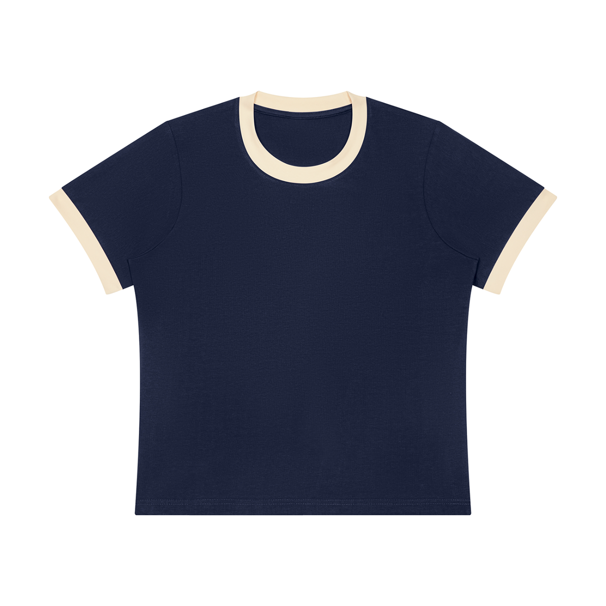 Women's Sorona Ringer T-Shirt in navy blue with apricot