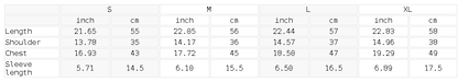Size chart for the Women's Sorona Ringer T-Shirt