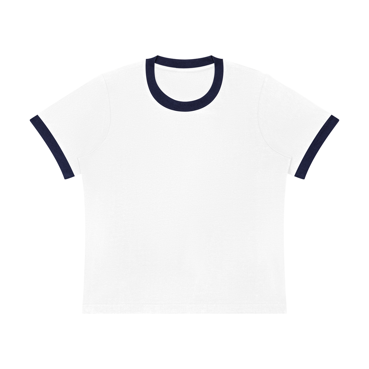Women's Sorona Ringer T-Shirt in white with navy blue