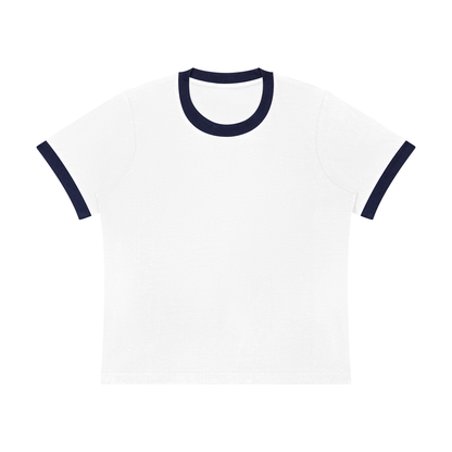 Women's Sorona Ringer T-Shirt in white with navy blue