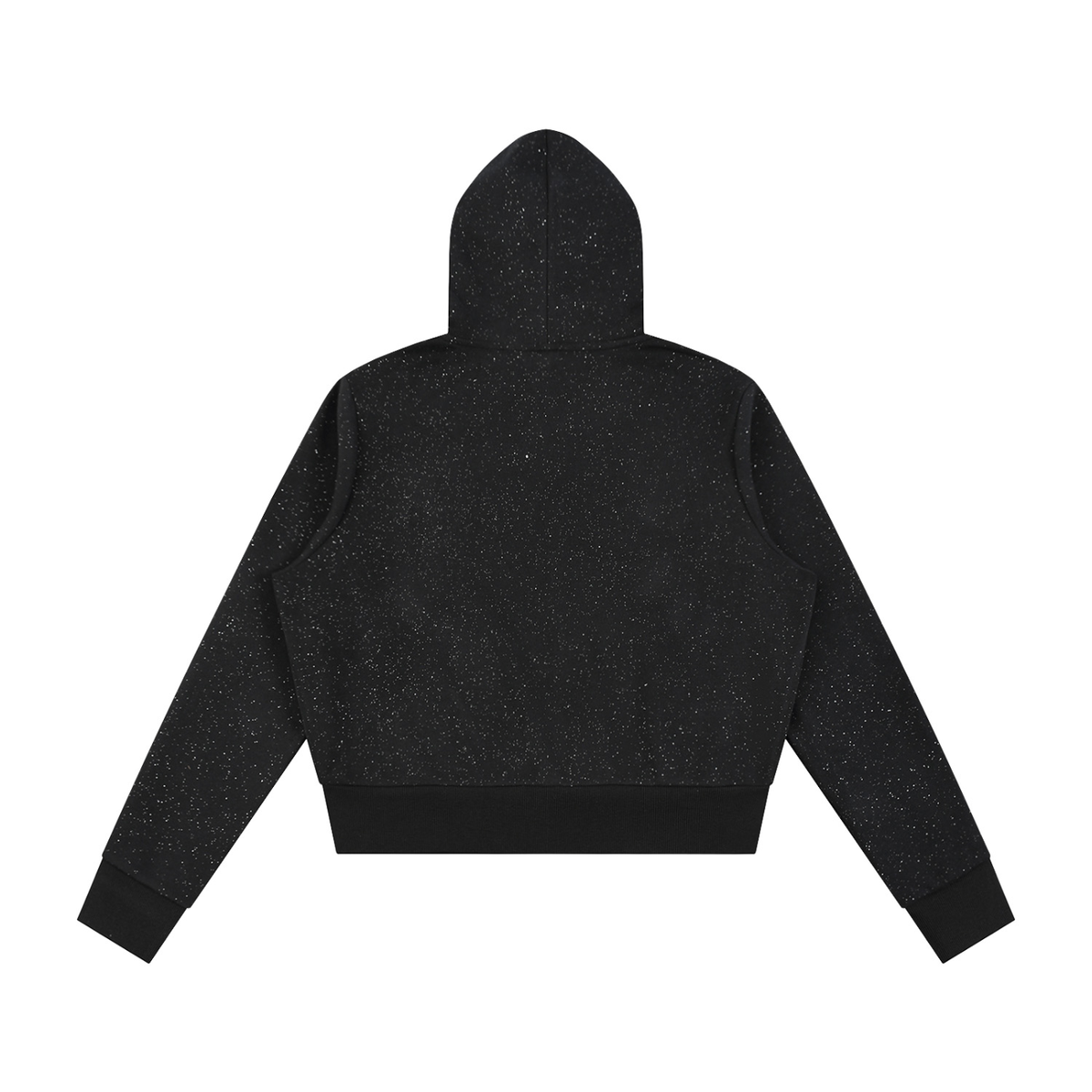 Women's Sparkles Fleece Full Zip Hoodie in black, alternate angle
