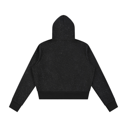 Women's Sparkles Fleece Full Zip Hoodie in black, alternate angle