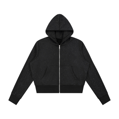 Women's Sparkles Fleece Full Zip Hoodie in black